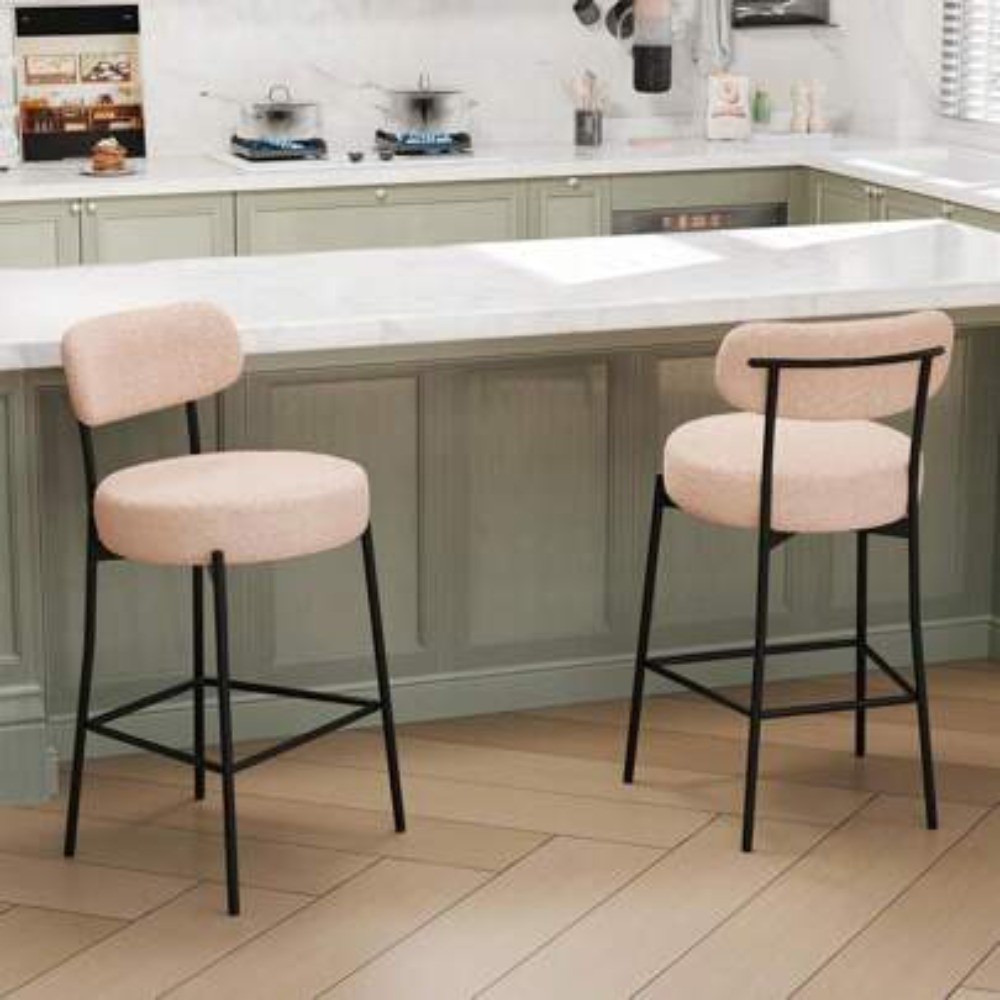 Home Bar Set - Beige Bar Stools Set of 2,