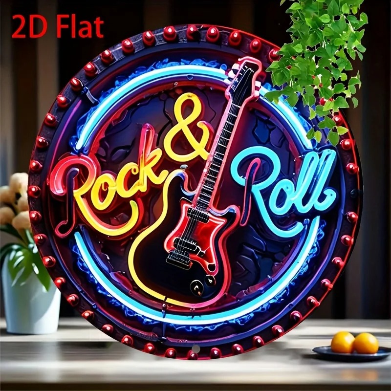 Home Bar Accessories - A Vintage Rock Neon Sign, 2Dflat