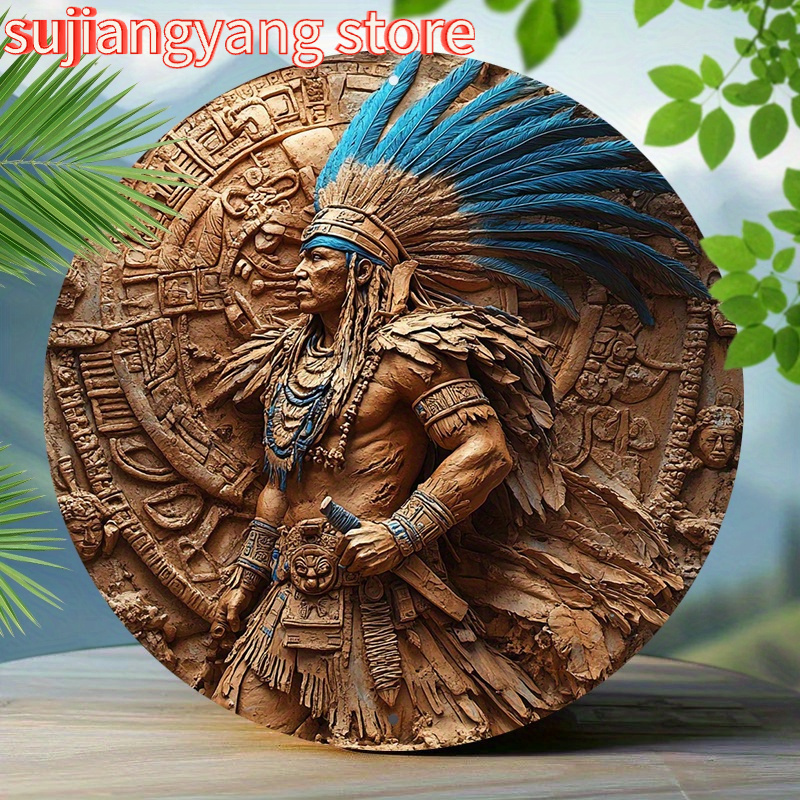 1pc Aztec Warrior 8-Inch Round - Home Bar Cafe 评论和价格