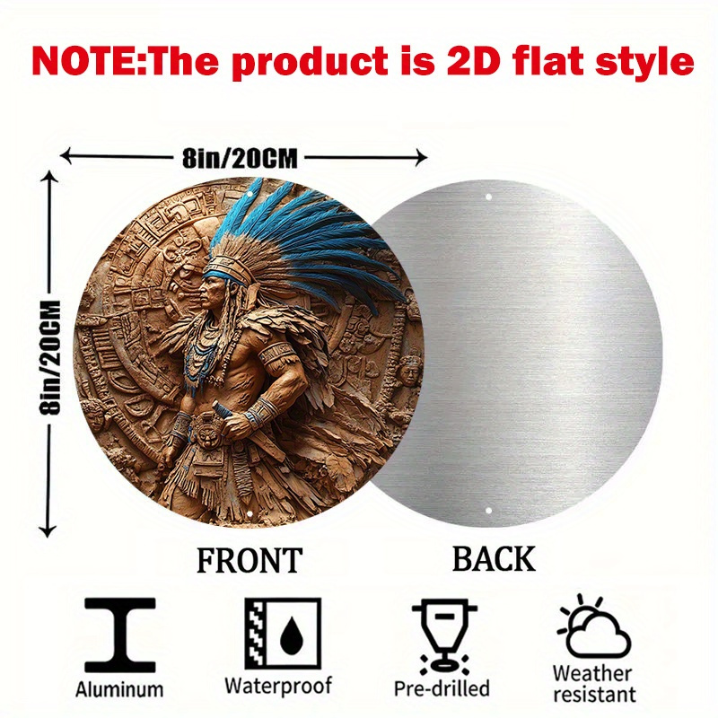 1pc Aztec Warrior 8-Inch Round - Home Bar Cafe 评论和价格
