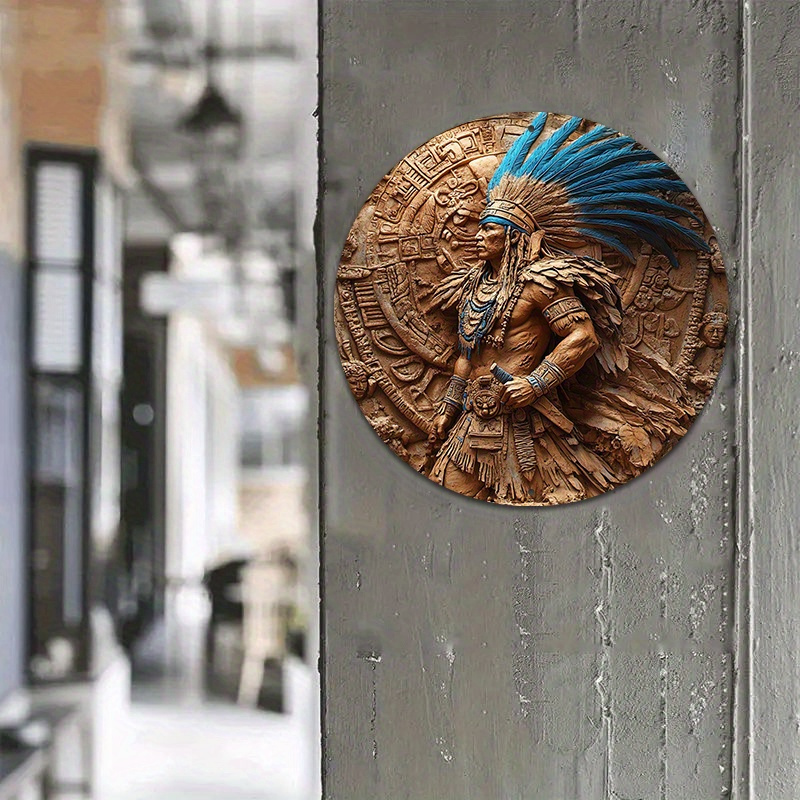 1pc Aztec Warrior 8-Inch Round - Home Bar Cafe 评论和价格