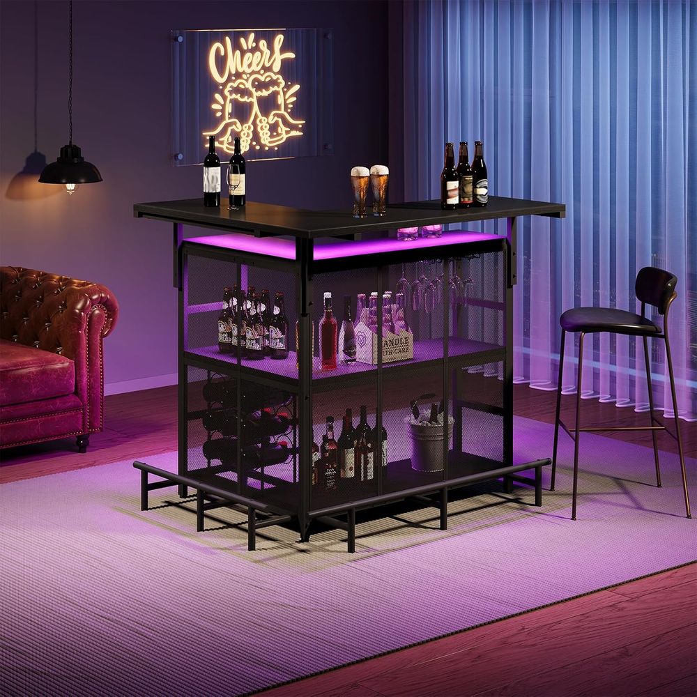 Home Bar Unit, L-Shaped Bar Ta - Home Bar Shelves 评论和价格