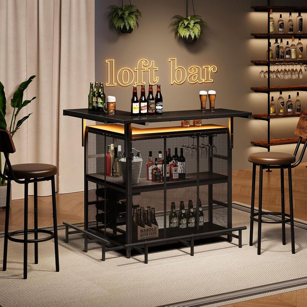 Home Bar Unit, L-Shaped Bar Ta - Home Bar Shelves 评论和价格