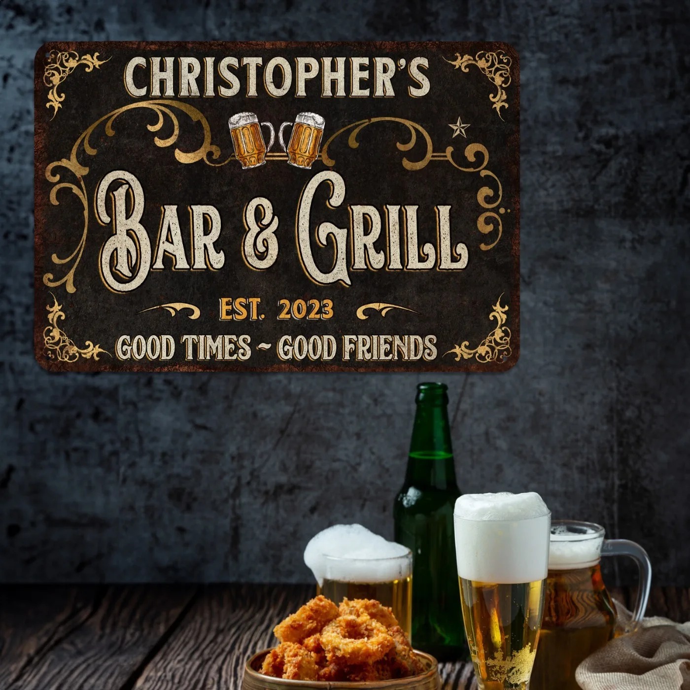 1PC Personalized Bar & Grill M - Home Bar Signs 评论和价格