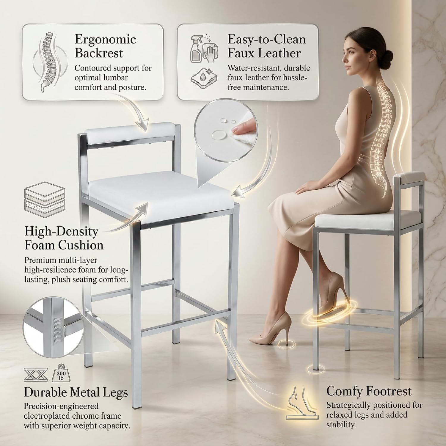Bar Stools Set of 2, 30 Inch M - Home Bar Stools 评论和价格